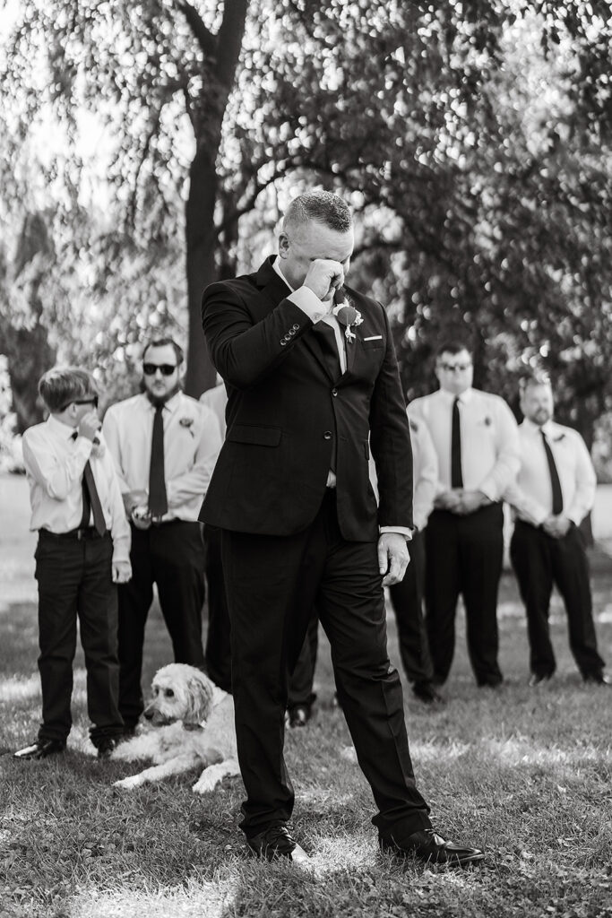 Groom seeing the bride for the first time