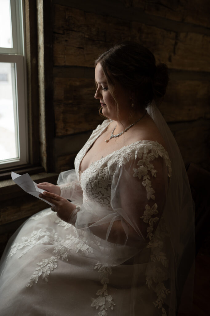 bride reading vows