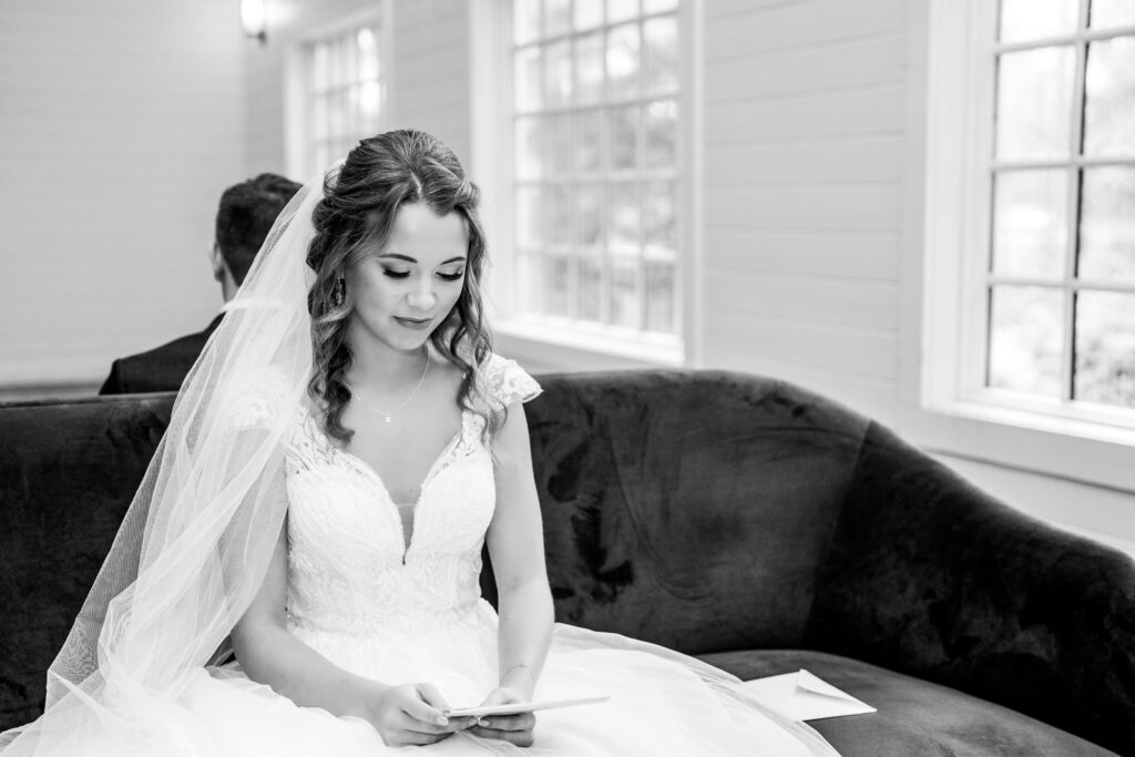  Bride reading her letter to groom